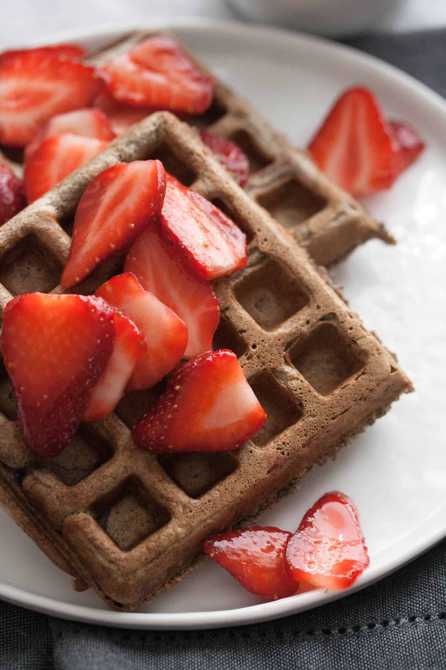 Buckwheat Waffles with Macerated Strawberries