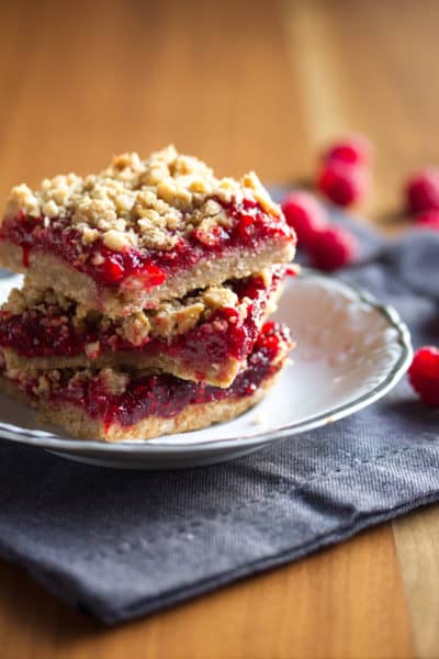 Raspberry-Rhubarb Crumble Bars